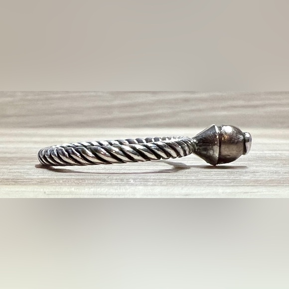 Vintage Sterling Silver Brown Pearl & Heart Twisted Eternity Ring, Size 5.75, 3g - Picture 5 of 11